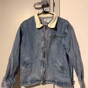 Light Blue Denim Jacket with Cream Collar